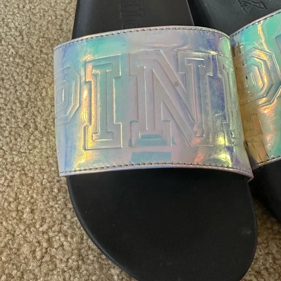 PINK Victoria's Secret Iridescent Black Sandals - Picture 2 of 6